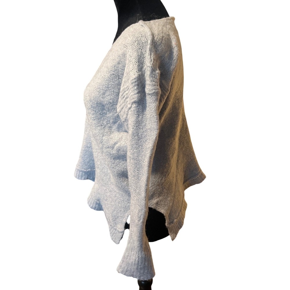Free People Light Grey Alpaca Blend V Neck Long Sleeve Sweater XS - Picture 4 of 8